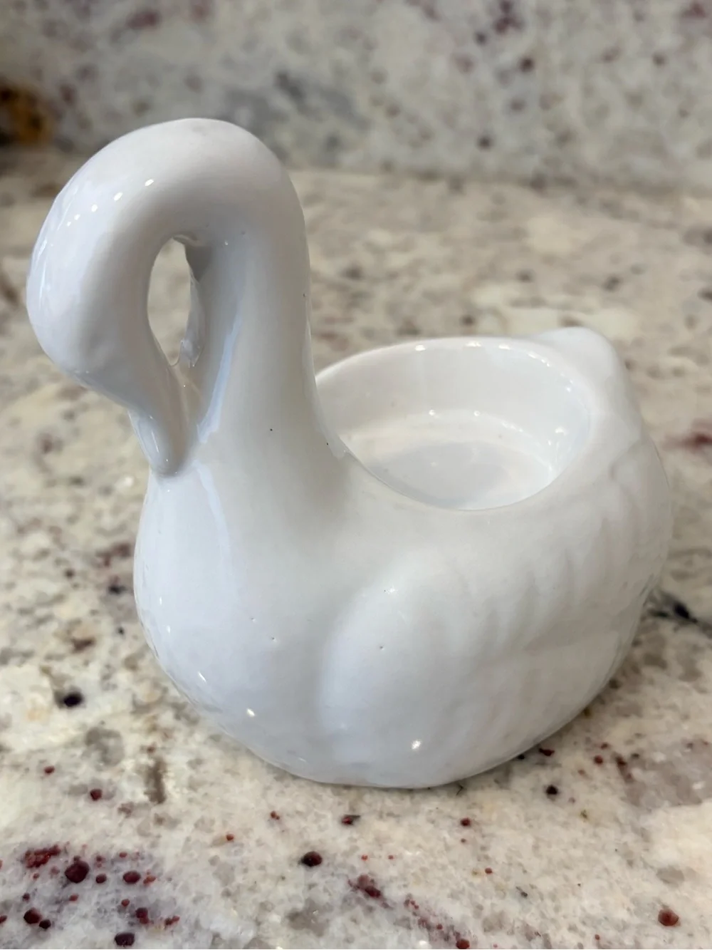 White Ceramic Swan Decorative votive holder or Mahjong dice holder